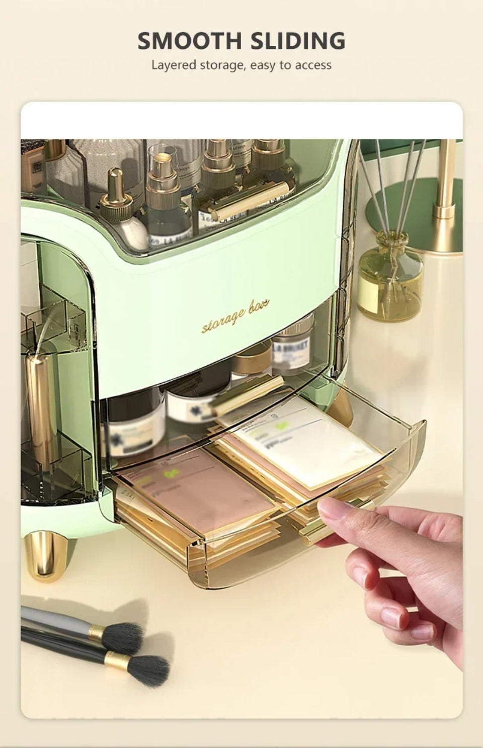 Luxe Transparante Make-up Organizer met Draaideuren en Lades