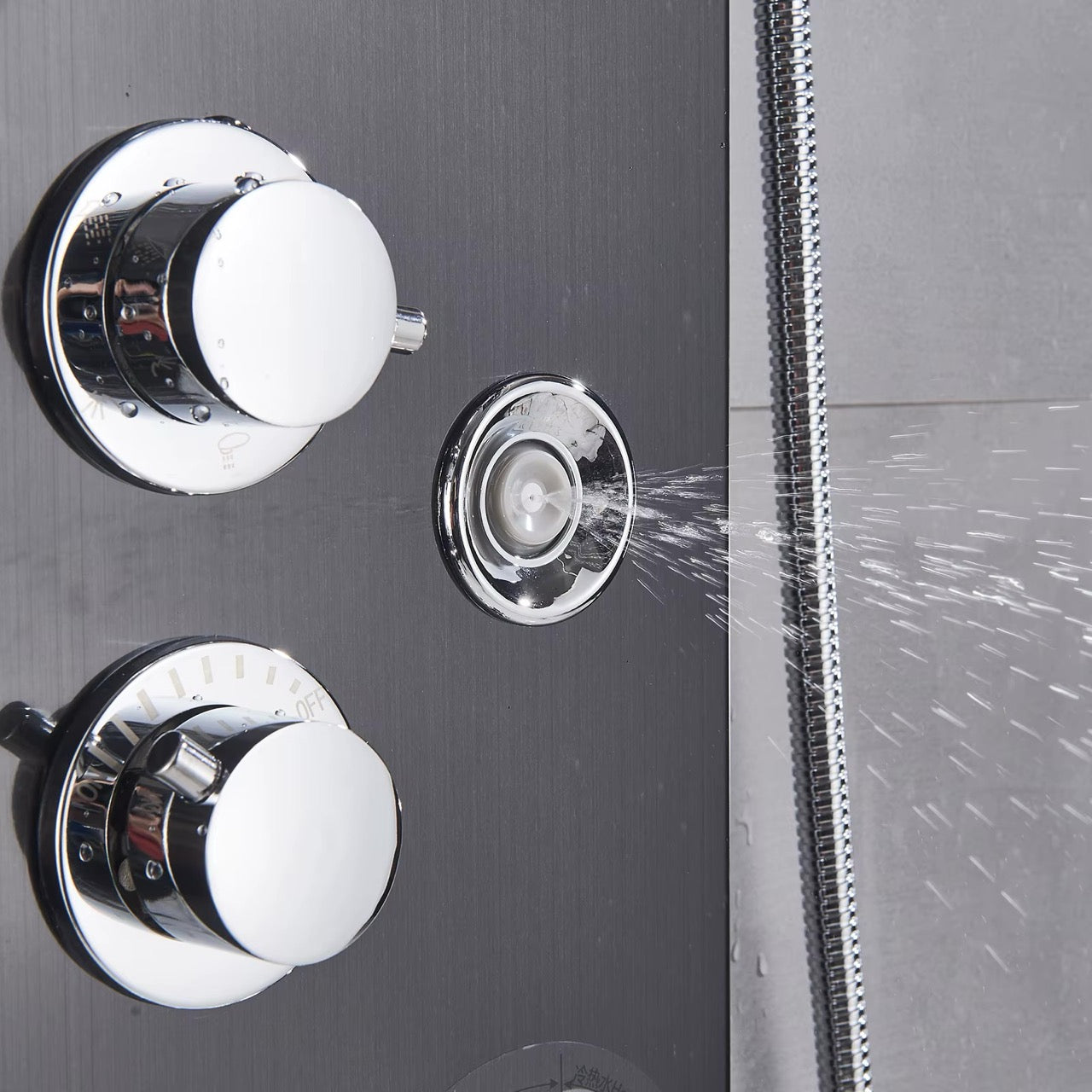Luxe Douchepaneel Opbouwdouche VoordeelPaleis® Veneza LCD Zwart Geborsteld