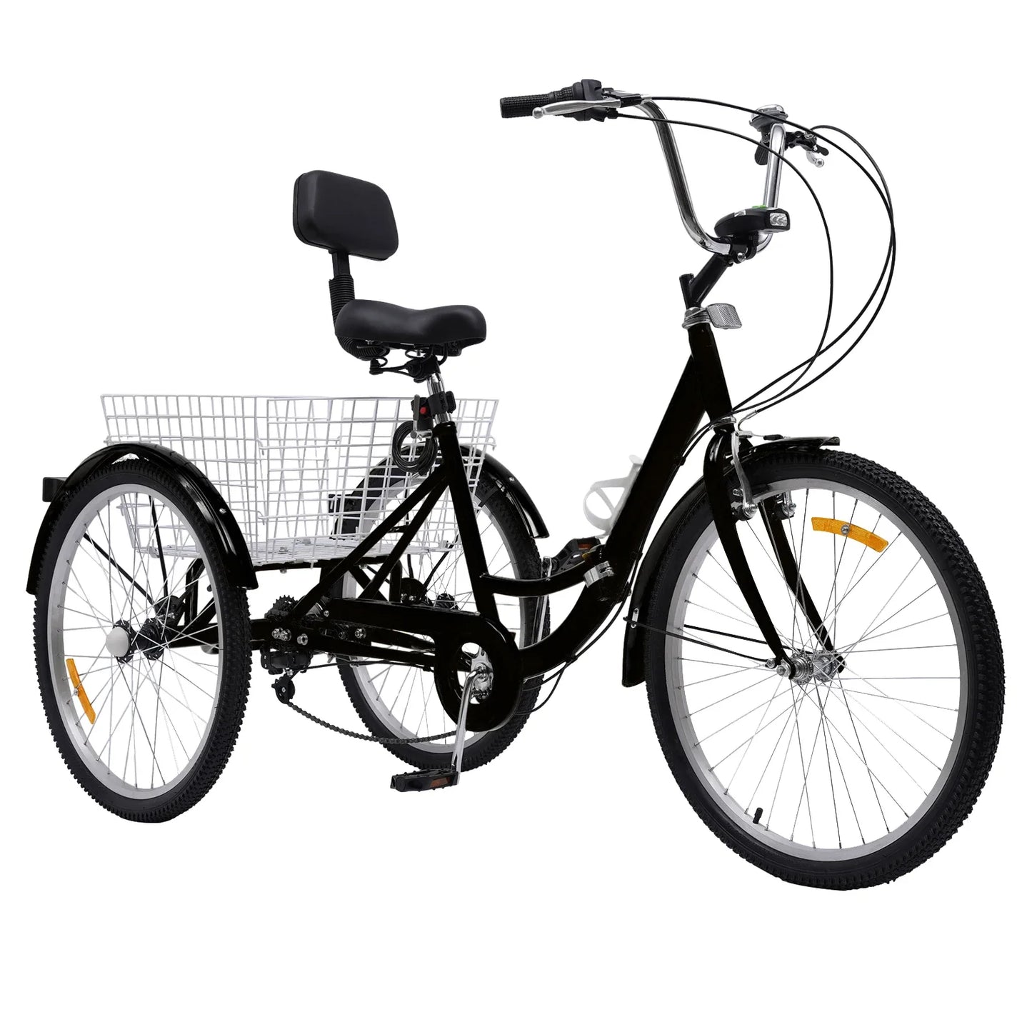 24 inch Opvouwbare Driewieler voor Volwassenen met Bekerhouder en Verlichting