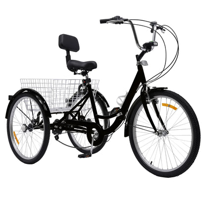 24 inch Opvouwbare Driewieler voor Volwassenen met Bekerhouder en Verlichting
