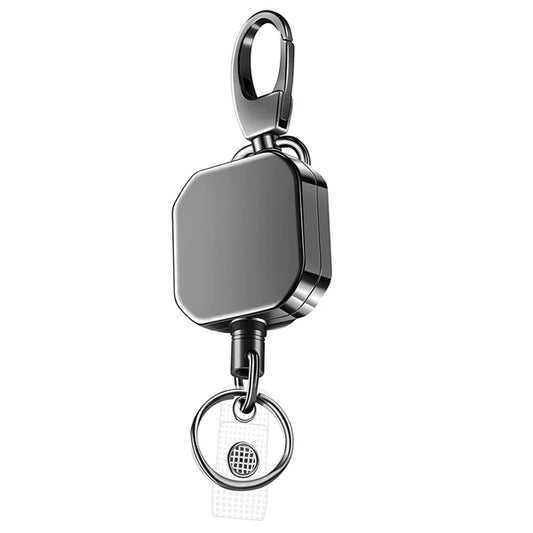 Metalen Uittrekbare Karabiner Sleutelhanger met Stalen Koord – Veiligheidsreel 71,8 cm