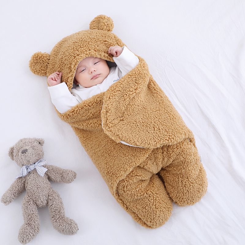 Wikkeldeken – Schattige Berenoortjes, Zacht Katoen – Ideaal voor Baby's Comfort en Warmte