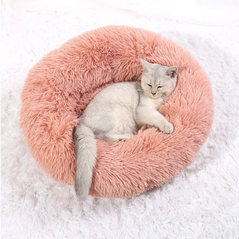 CozyNest Pluche Ronde Huisdierenmand – Wasbaar & Antislip