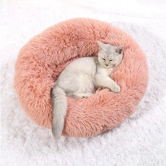 CozyNest Pluche Ronde Huisdierenmand – Wasbaar & Antislip