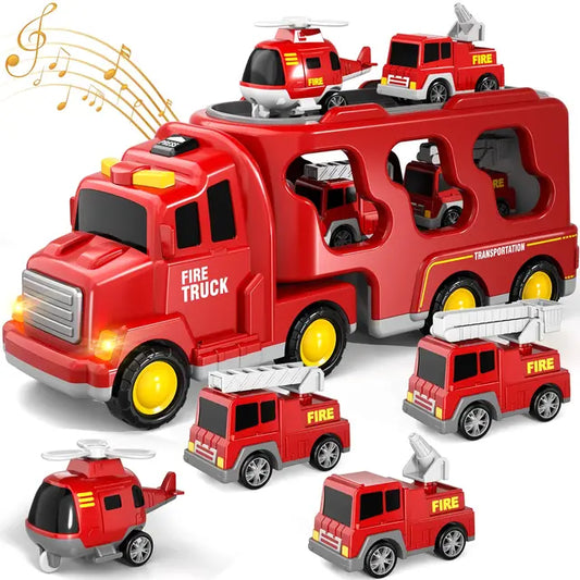 Dubbellaagse Vrachtwagen Speelset met Mini Voertuigen en Muziekfunctie - Voor Kinderen vanaf 3 Jaar