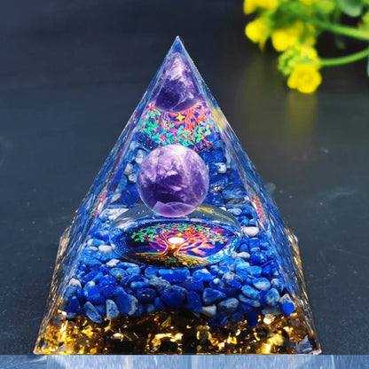 Orgoniet Piramide met Amethist Pendel – Energie, Bescherming en Decoratie