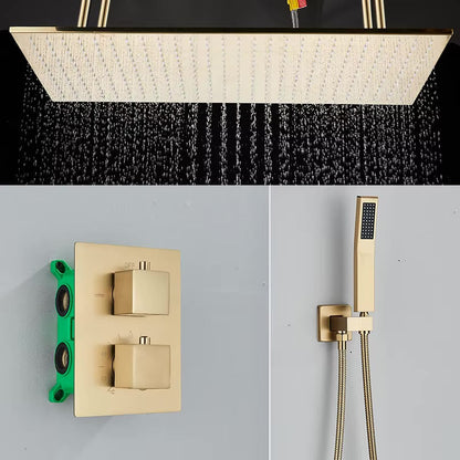 VoordeelPaleis® Inbouw Manhattan Premium Plafondunit 40x80 cm regendouche met LED  vierkant goud geborsteld