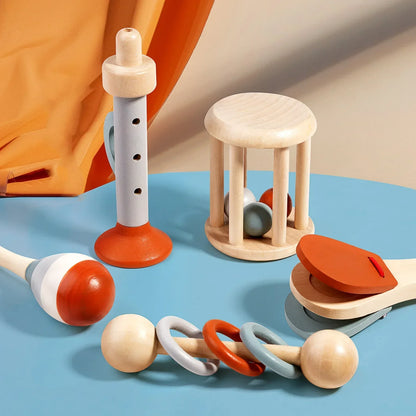 Houten Muziekset – Stimuleert Creativiteit & Motoriek – Voor Baby's vanaf 6 Maanden