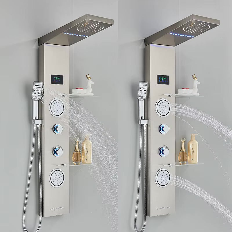 Douchepaneel Regendouche VoordeelPaleis® Carls LCD Premium RVS Brushed