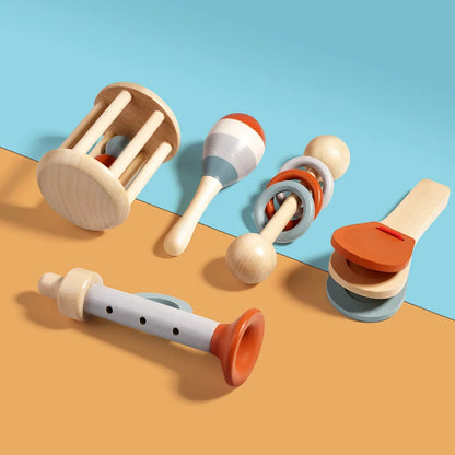 Houten Muziekset – Stimuleert Creativiteit & Motoriek – Voor Baby's vanaf 6 Maanden