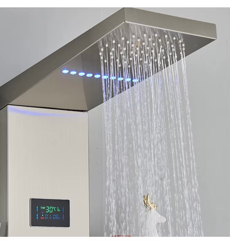 Douchepaneel Regendouche VoordeelPaleis® Carls LCD Premium RVS Brushed