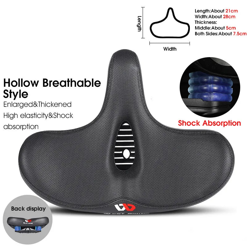 Brede Ergonomische Fietszadel – Comfortabel Zadel met Schokdemping voor Stads- en Mountainbikes