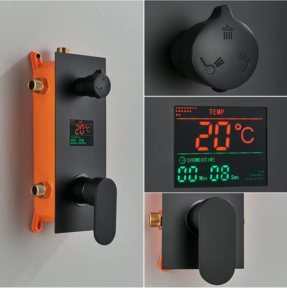 VoordeelPaleis® Doucheset Manhattan Premium Wellness LCD 50 cm plafond regendouche met inbouw muurjets zwart inbouw