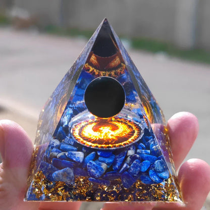Orgoniet Piramide met Amethist Pendel – Energie, Bescherming en Decoratie