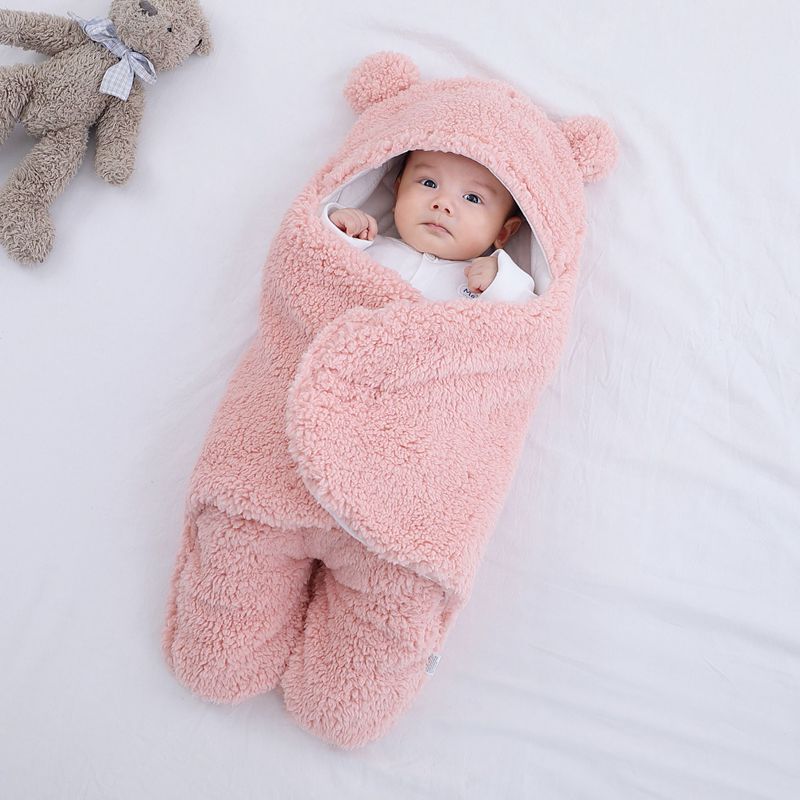Wikkeldeken – Schattige Berenoortjes, Zacht Katoen – Ideaal voor Baby's Comfort en Warmte