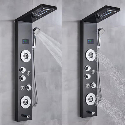Luxe Douchepaneel Opbouwdouche VoordeelPaleis® Veneza LCD Zwart Geborsteld