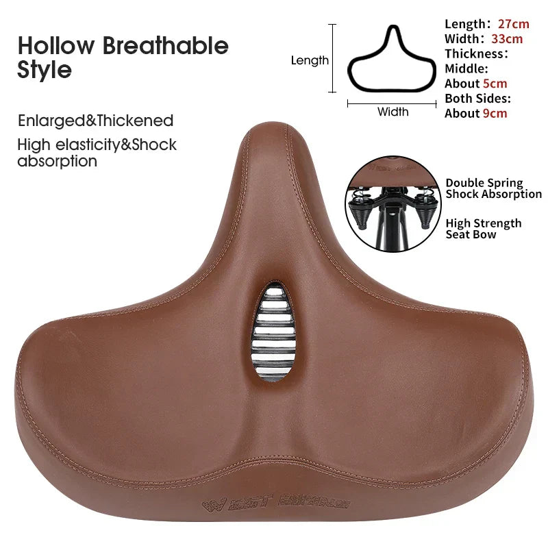 Brede Ergonomische Fietszadel – Comfortabel Zadel met Schokdemping voor Stads- en Mountainbikes
