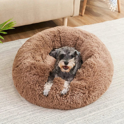 CozyNest Pluche Ronde Huisdierenmand – Wasbaar & Antislip