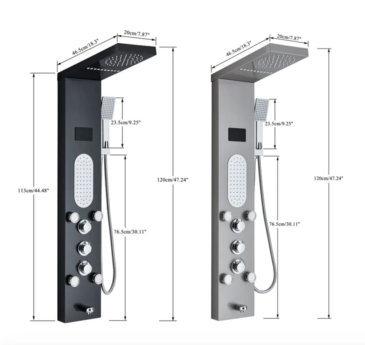 Douchepaneel Opbouwdouche VoordeelPaleis® Savana LCD Premium mat zwart