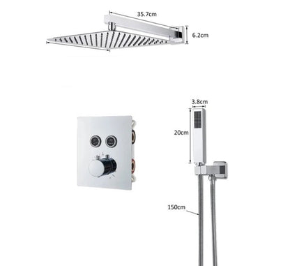 VoordeelPaleis® SmartPulse Wand Thermostatische Doucheset Alicante 2 weg 30 cm regendouche vierkant chroom glans