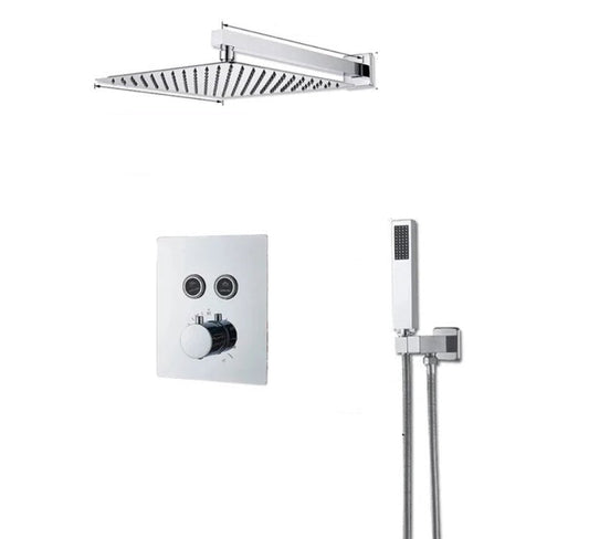 VoordeelPaleis® SmartPulse Wand Thermostatische Doucheset Alicante 2 weg 30 cm regendouche vierkant chroom glans
