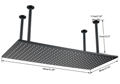 PROMO SaniSupreme®SmartPulse Plafond Thermostatische Doucheset Alicante 3 weg 40x80 cm regendouche mat zwart