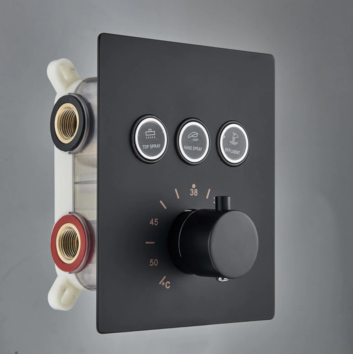 PROMO SaniSupreme®SmartPulse Plafond Thermostatische Doucheset Alicante 3 weg 40x80 cm regendouche mat zwart