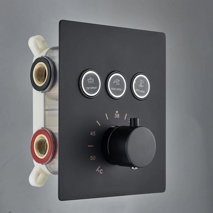 PROMO SaniSupreme®SmartPulse Plafond Thermostatische Doucheset Alicante 3 weg 40x80 cm regendouche mat zwart