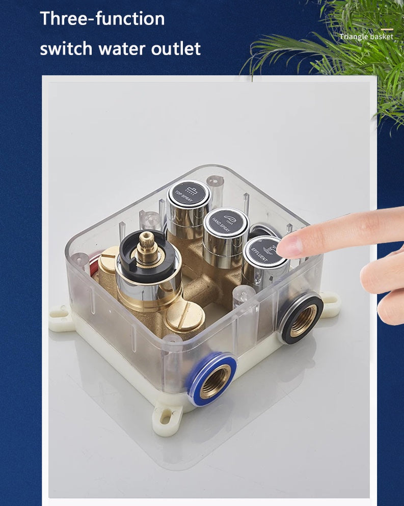 VoordeelPaleis® SmartPulse Wand Thermostatische Doucheset Alicante 3 weg 20 cm regendouche vierkant chroom glans