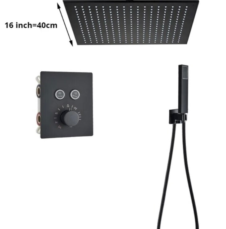 VoordeelPaleis® SmartPulse Wand Thermostatische Doucheset Alicante 2 weg 40 cm regendouche vierkant mat zwart