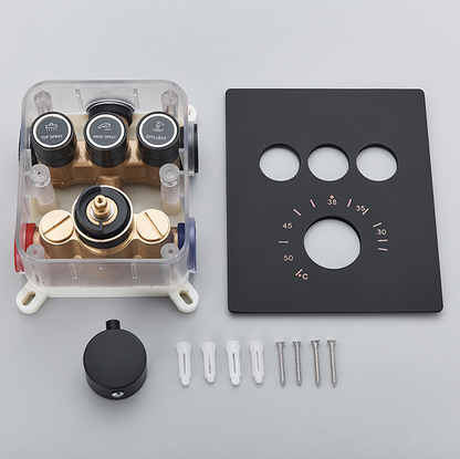 VoordeelPaleis® SmartPulse Plafond Thermostatische Doucheset Alicante 3 weg Inbouw Plafond LED regendouche La Paz Mat Zwart