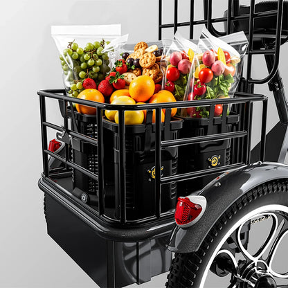 Cysum - Elektrische Driewieler – 48V 22Ah – Ideaal voor Boodschappen, Leveringen en Goederenvervoer