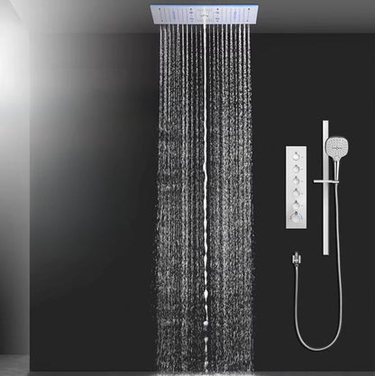 VoordeelPaleis® Aurora Plafond Thermostatische Doucheset 5 weg systeem Inbouw Plafond LED & Audio regendouche Chroom Glans