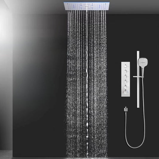 VoordeelPaleis® Aurora Plafond Thermostatische Doucheset 5 weg systeem Inbouw Plafond LED & Audio regendouche Chroom Glans