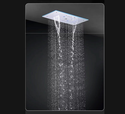 VoordeelPaleis® Aurora Plafond Thermostatische Doucheset 5 weg systeem Inbouw Plafond LED & Audio regendouche Chroom Glans
