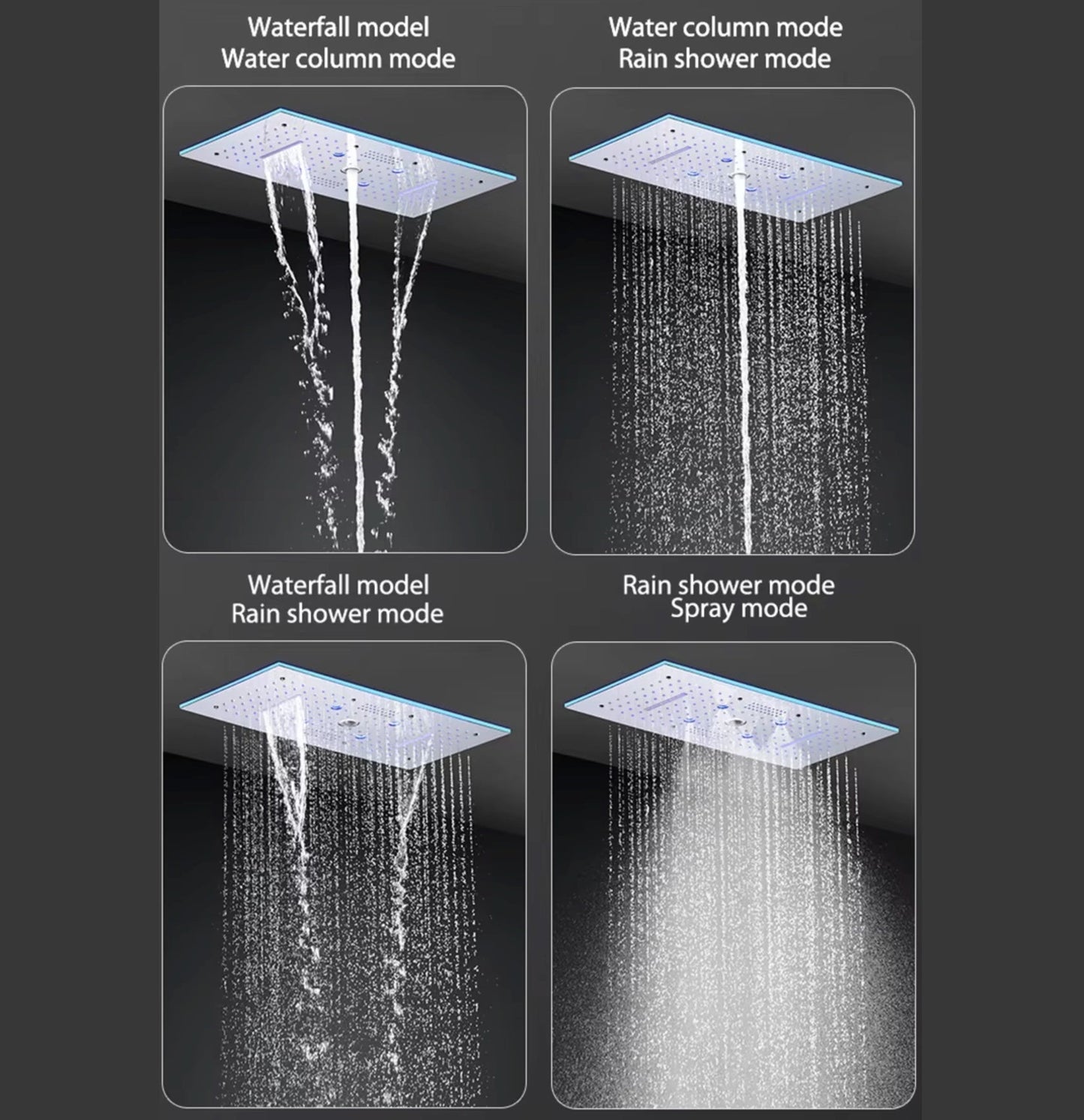 VoordeelPaleis® Aurora Plafond Thermostatische Doucheset 5 weg systeem Inbouw Plafond LED & Audio regendouche Chroom Glans