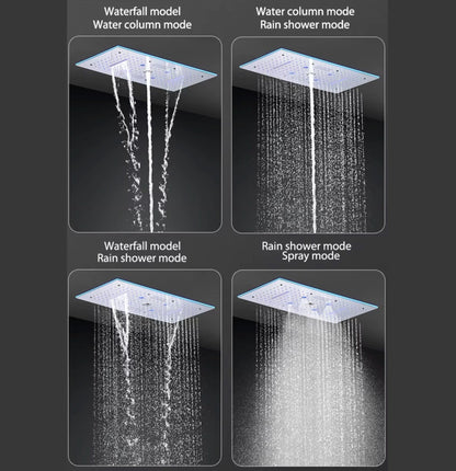 VoordeelPaleis® Aurora Plafond Thermostatische Doucheset 5 weg systeem Inbouw Plafond LED & Audio regendouche Chroom Glans