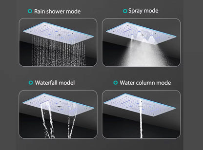 VoordeelPaleis® Aurora Plafond Thermostatische Doucheset 5 weg systeem Inbouw Plafond LED & Audio regendouche Chroom Glans