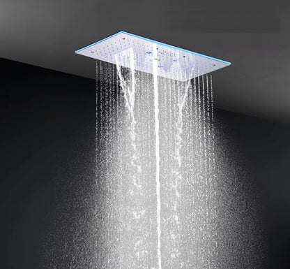 VoordeelPaleis® Aurora Plafond Thermostatische Doucheset 5 weg systeem Inbouw Plafond LED & Audio regendouche Chroom Glans