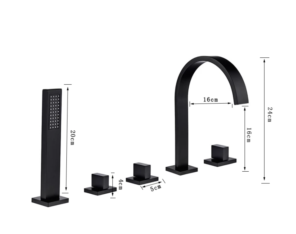 VoordeelPaleis® Badkraan San Marino bad inbouw - opbouw mengkraan model met handdouche mat zwart