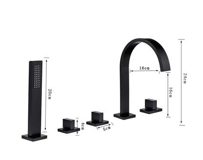 VoordeelPaleis® Badkraan San Marino bad inbouw - opbouw mengkraan model met handdouche mat zwart