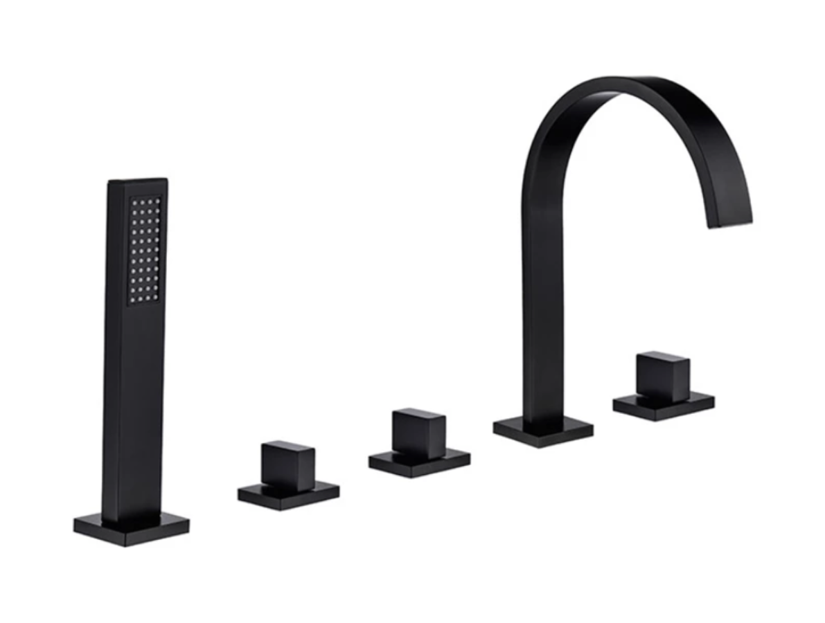 VoordeelPaleis® Badkraan San Marino bad inbouw - opbouw mengkraan model met handdouche mat zwart