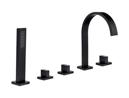VoordeelPaleis® Badkraan San Marino bad inbouw - opbouw mengkraan model met handdouche mat zwart