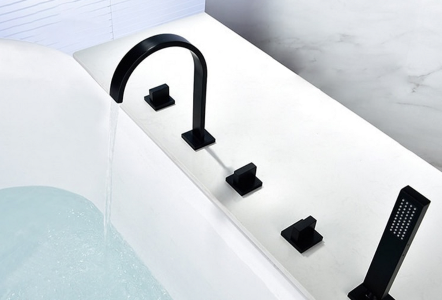 VoordeelPaleis® Badkraan San Marino bad inbouw - opbouw mengkraan model met handdouche mat zwart