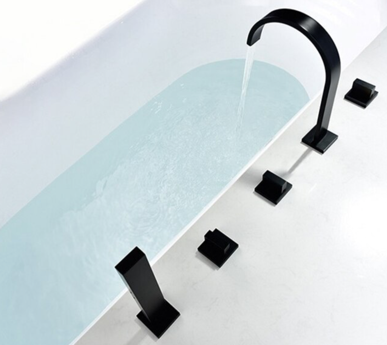 VoordeelPaleis® Badkraan San Marino bad inbouw - opbouw mengkraan model met handdouche mat zwart