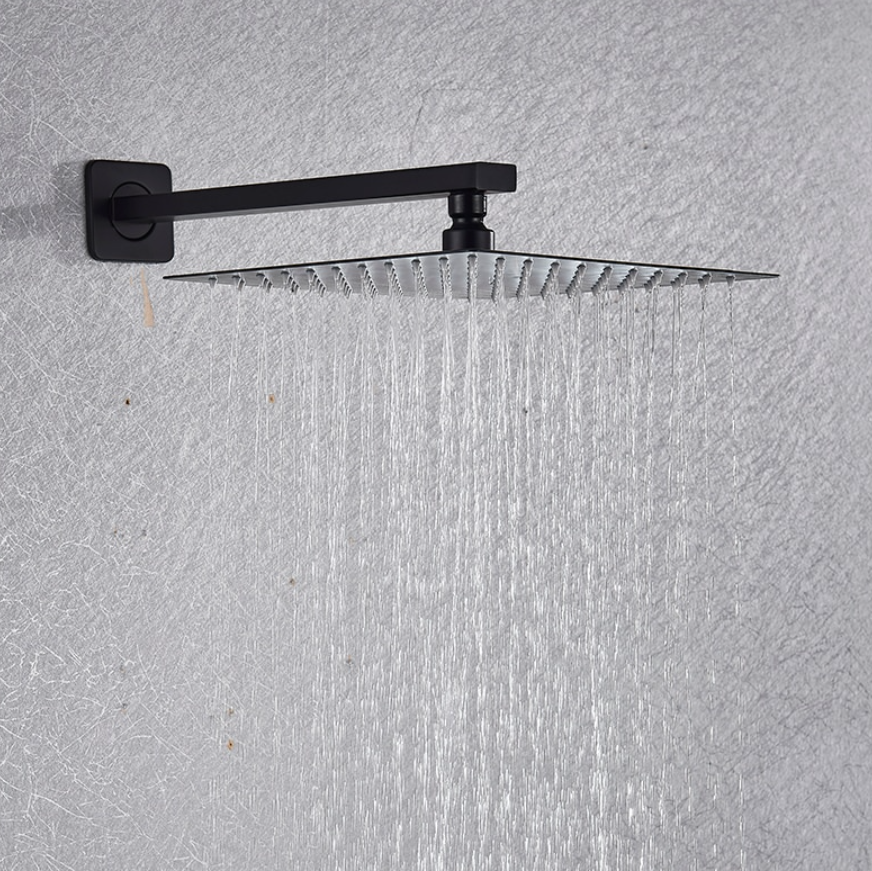 VoordeelPaleis® Doucheset Premium 40 cm. regendouche vierkant 2-weg zwart inbouw