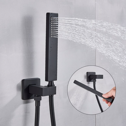 VoordeelPaleis® Doucheset Premium 40 cm. regendouche vierkant 2-weg zwart inbouw