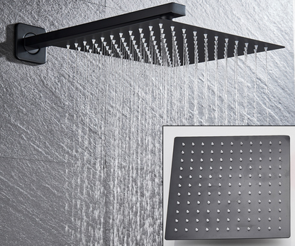 VoordeelPaleis® Doucheset Premium 40 cm. regendouche vierkant 2-weg zwart inbouw