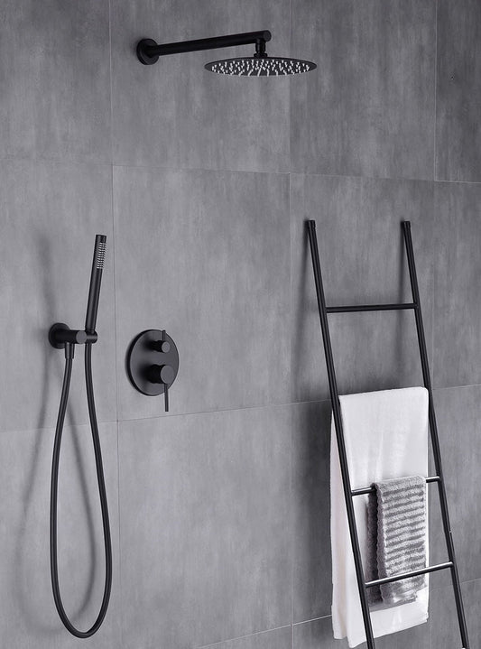 VoordeelPaleis® Doucheset Yosemite 40 cm. regendouche rond 2-weg zwart inbouw