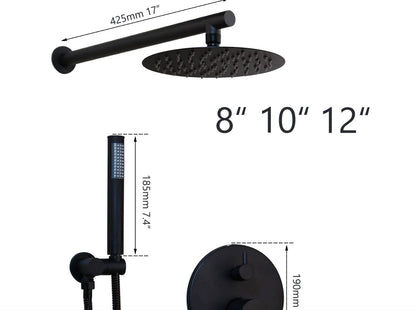SaniSupreme Doucheset Yosemite 8 inch / 20cm regendouche rond 2-weg zwart inbouw